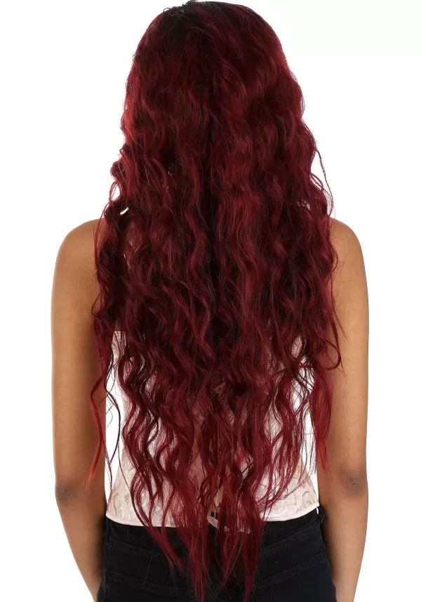 Online Black And Red Long Wavy Wig For Women Wigs