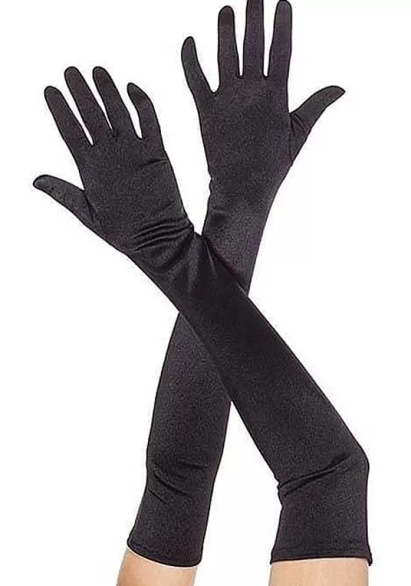 Fashion Black Extra Long Satin Gloves Gloves