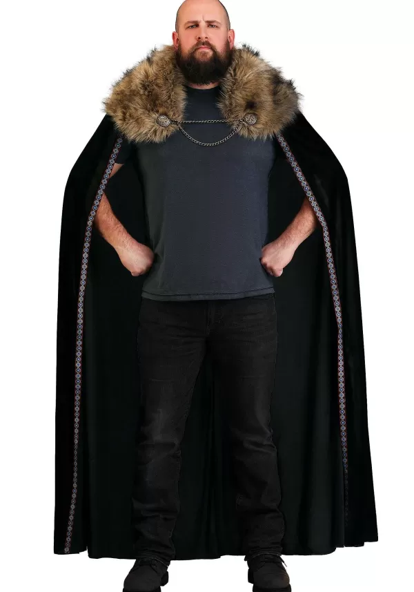 Fashion Black Faux Fur Collar Viking Cape For Men Capes