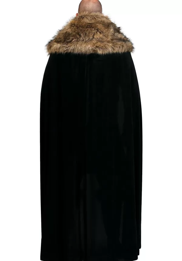 Fashion Black Faux Fur Collar Viking Cape For Men Capes