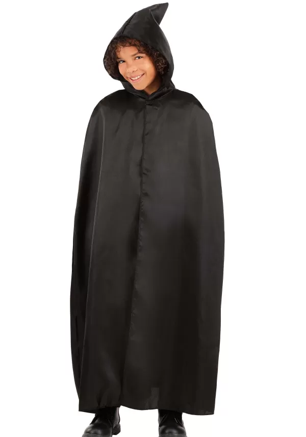 Outlet Black Hooded Cloak For Kids Capes