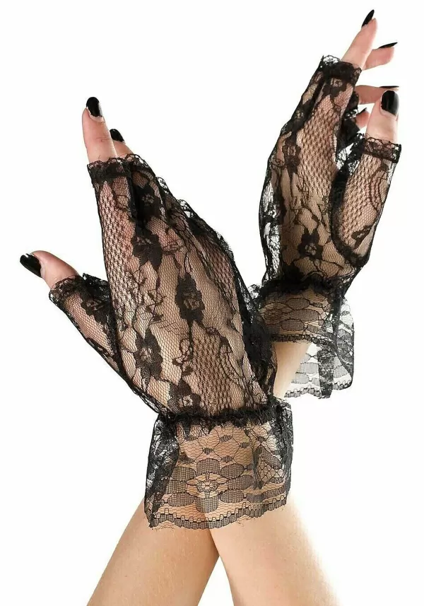 Sale Black Lace Cuff Gloves For Women Gloves