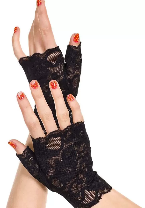Sale Black Lace Fingerless Gloves For Women Gloves
