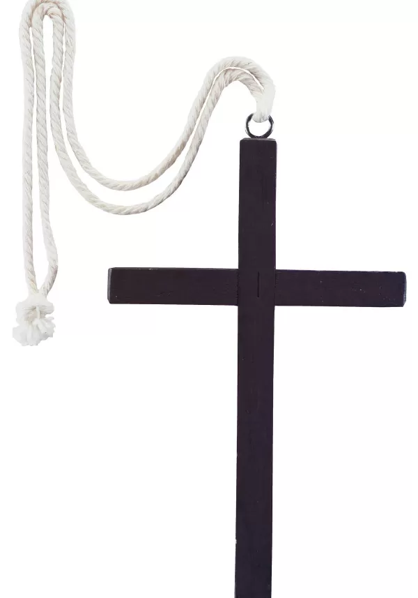 New Black Wood Monk Cross Costume Jewelry