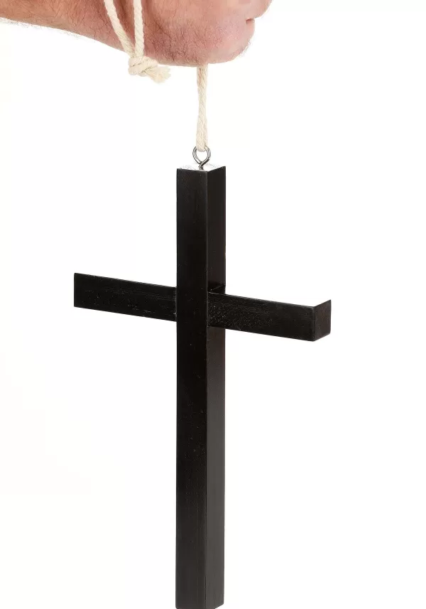 Sale Black Wood Monk Cross Costume Accessory Costume Jewelry