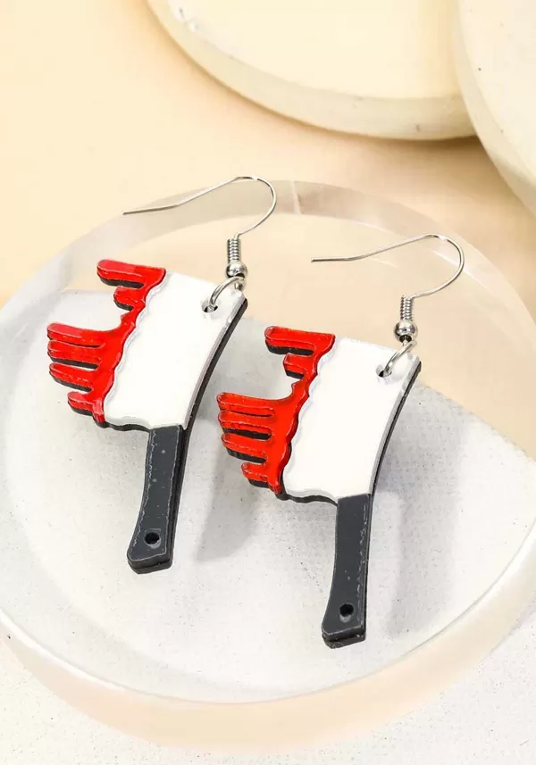 Store Bloody Butcher Knife Earrings Accessory Costume Jewelry