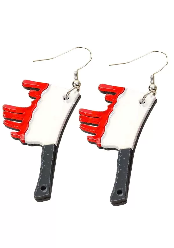 Store Bloody Butcher Knife Earrings Accessory Costume Jewelry