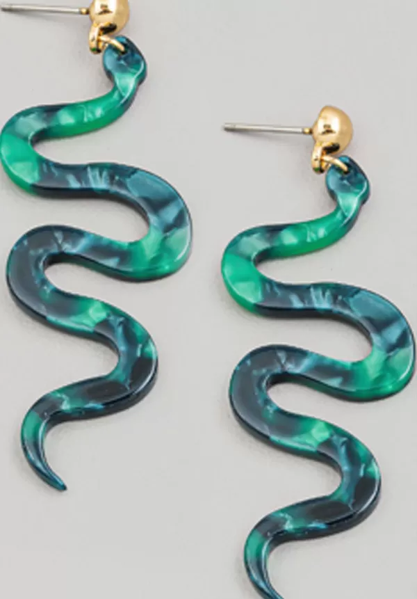 Outlet Blue And Green Costume Snake Earrings Costume Jewelry