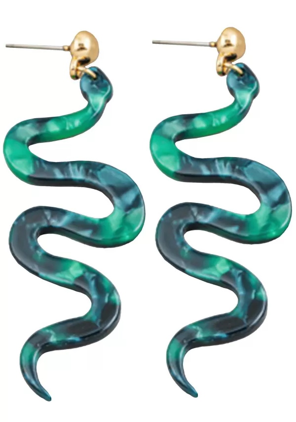 Outlet Blue And Green Costume Snake Earrings Costume Jewelry