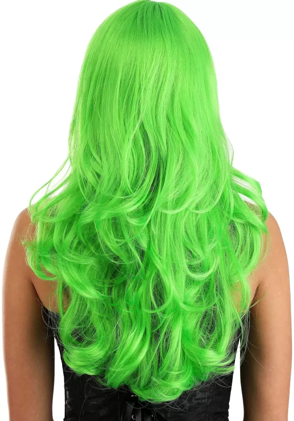 Best Sale Bright Green Full Wavy Wig For Women Wigs