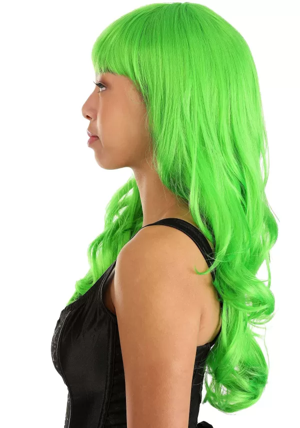 Best Sale Bright Green Full Wavy Wig For Women Wigs