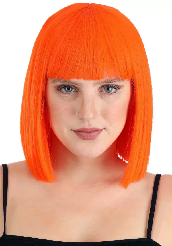 Shop Bright Orange Bob Wig For Adults Wigs