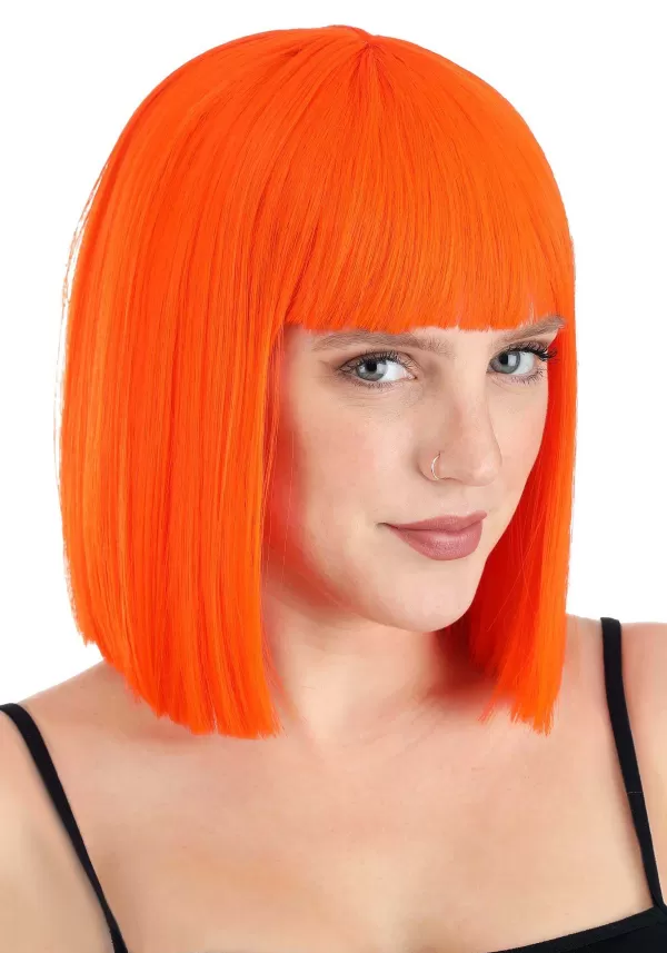 Shop Bright Orange Bob Wig For Adults Wigs