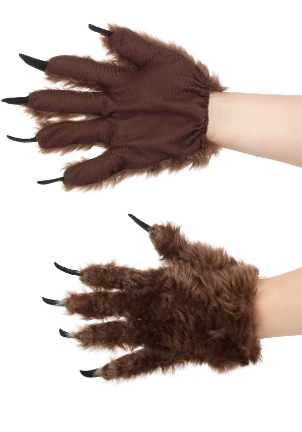 Clearance Brown Wolf Paws For Adults Gloves