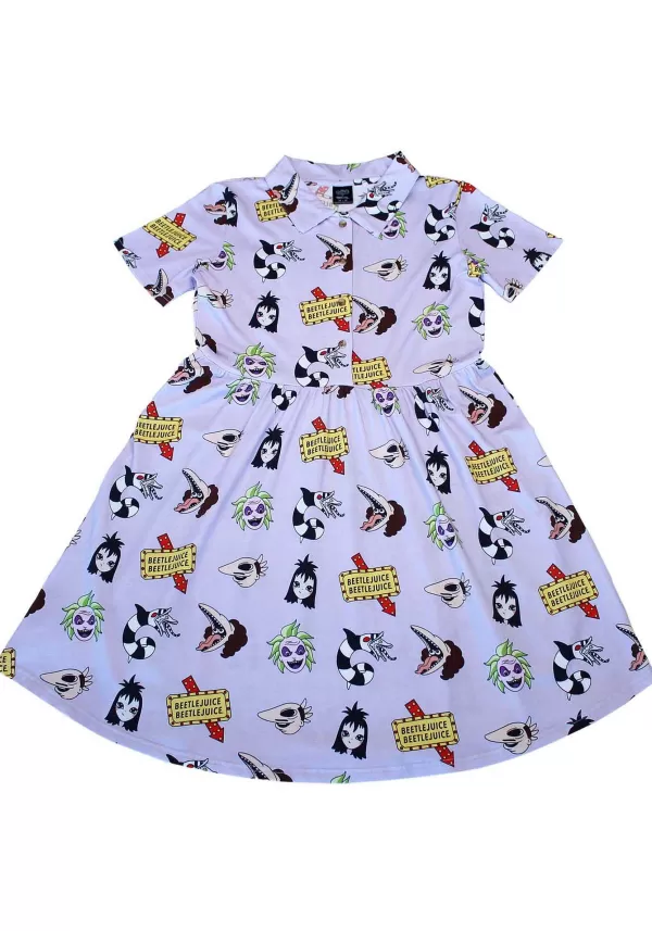 Hot Beetlejuice Button Up Women'S Dress Halloween Clothes