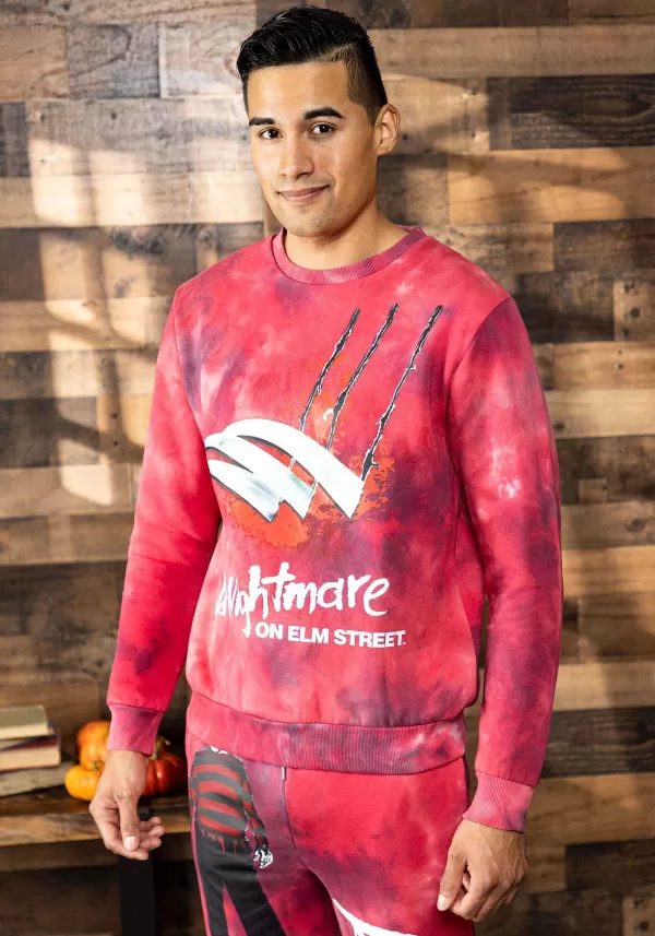 Shop Nightmare On Elm Street Tie Dye Crewneck For Adults Halloween Clothes
