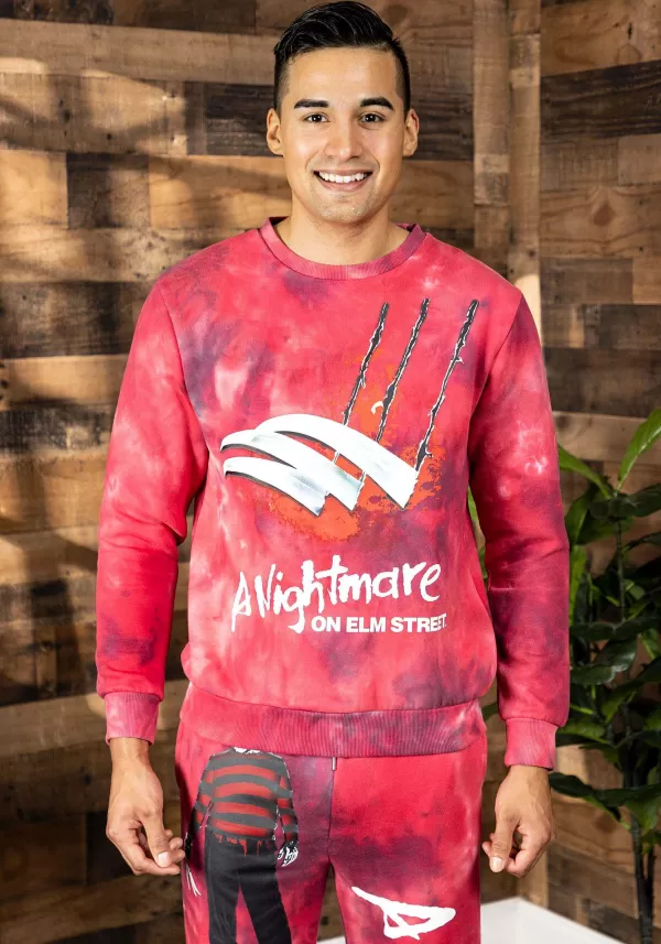 Shop Nightmare On Elm Street Tie Dye Crewneck For Adults Halloween Clothes
