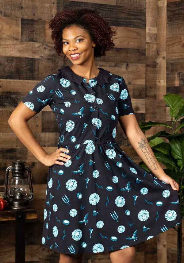 Clearance Women'S Haunted Mansion Bat Collar Dress Halloween Clothes