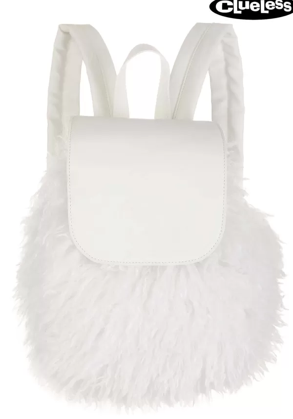 Online Clueless White Fuzzy Costume Backpack Backpacks