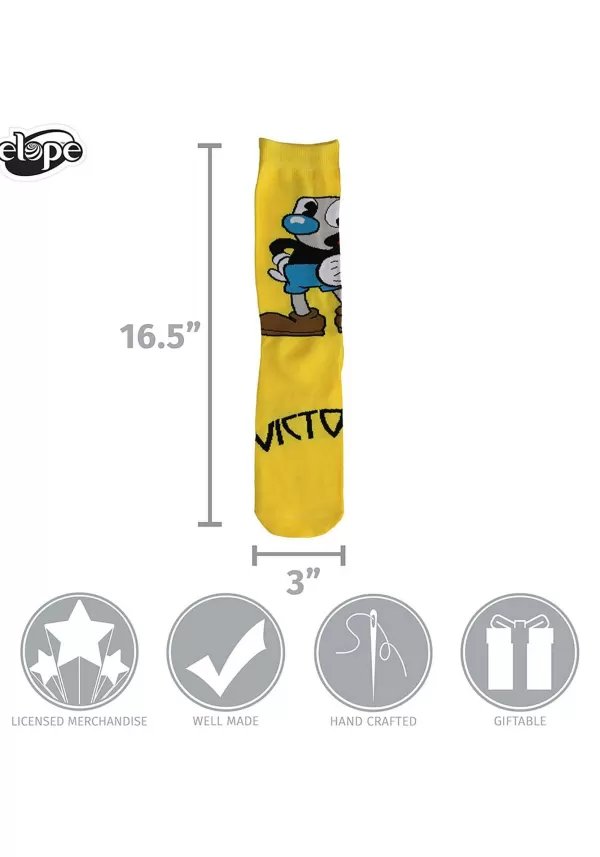 Discount Cuphead Mugman Victory! Crew Socks Socks / Slippers