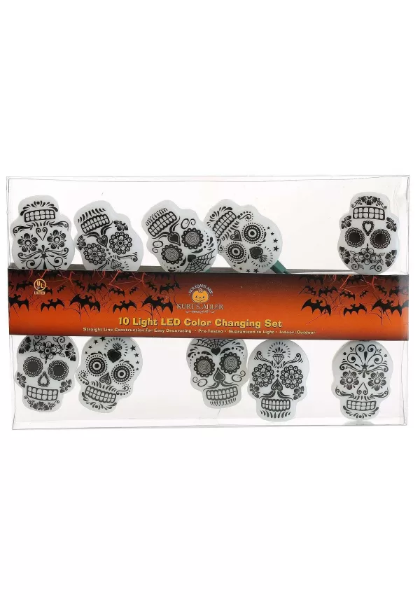 Discount Day Of The Dead Sugar Skull Light Set Halloween Lights