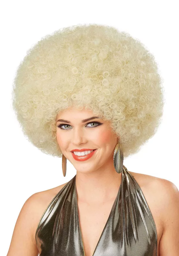 Online Deluxe Blonde Afro Wig For Adults Wigs