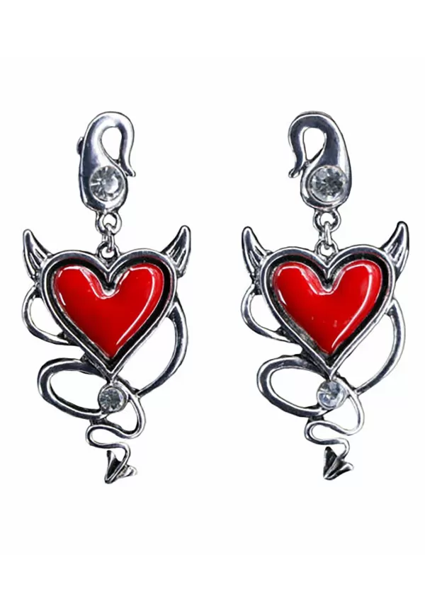 Online Devil Heart Earrings Costume Jewelry