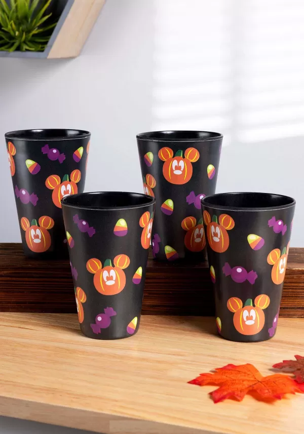 Sale Disney Mickey Pumpkins Set Of 4 Tossed Black Tumblers Indoor Decorations