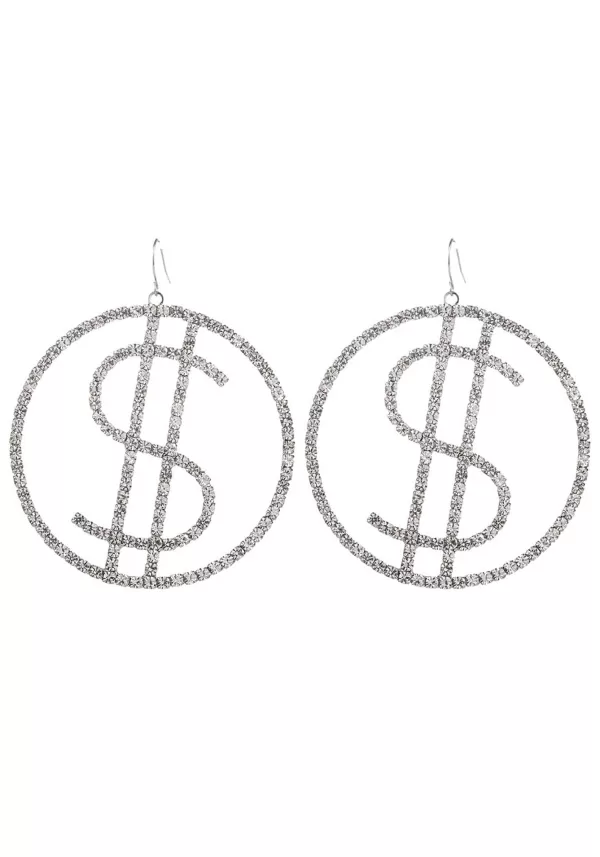 Online Dollar Sign Rhinestone Costume Earrings Costume Jewelry