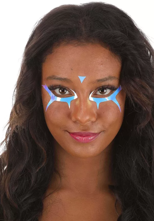Hot Electric Opal Death Stare Holographic Face Decals Halloween Clothes