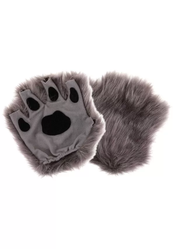 Outlet Fingerless Gray Paw Costume Gloves Gloves
