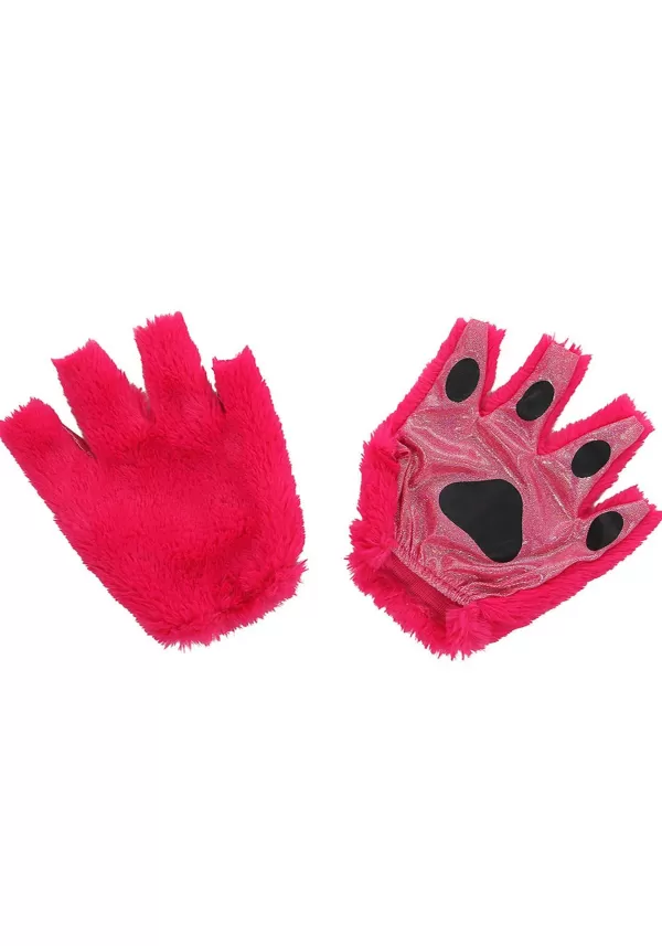 Online Fingerless Magenta Anime Cat Paws Gloves