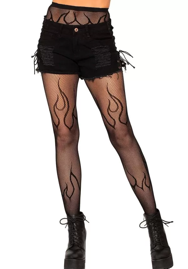 Shop Fishnet Black Flame Tights Fishnet Stockings