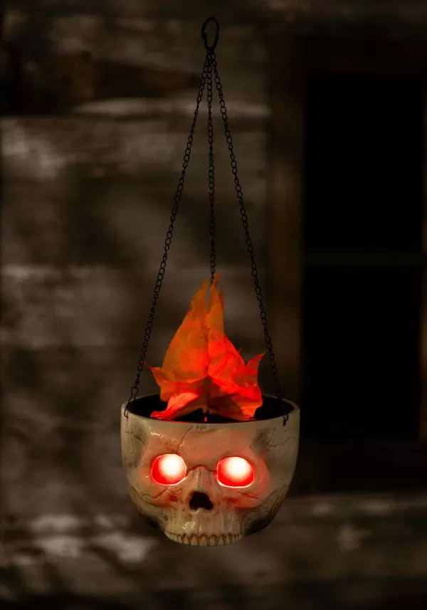 Discount Flaming Fire Skull Sconce Halloween Prop Halloween Lights