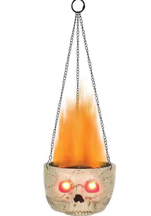 Discount Flaming Fire Skull Sconce Halloween Prop Halloween Lights