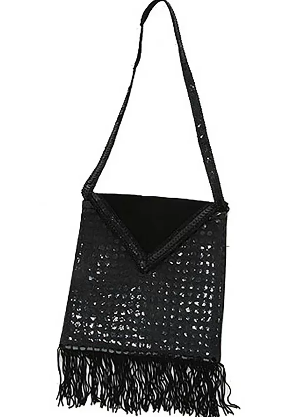 Cheap Flapper Black Sequined Purse Purses