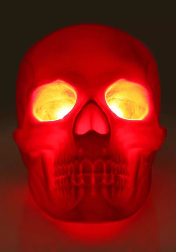 Fashion Flocked Velvet Light Up Skull Halloween Decoration Indoor Decorations