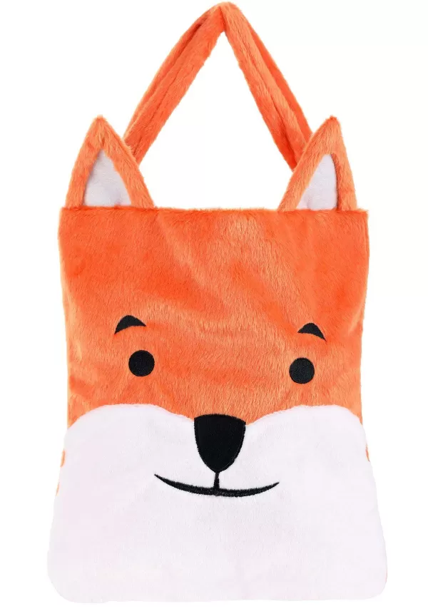 Sale Fuzzy Fox Treat Bag With Strap Trick Or Treat Bags / Pails