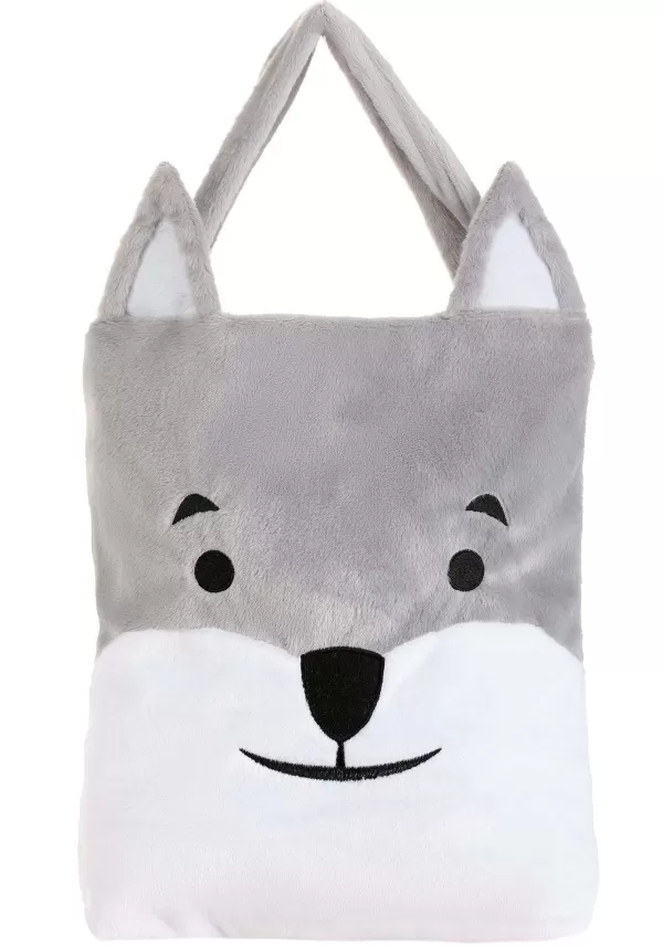 Flash Sale Fuzzy Wolf Treat Bag With Strap Trick Or Treat Bags / Pails