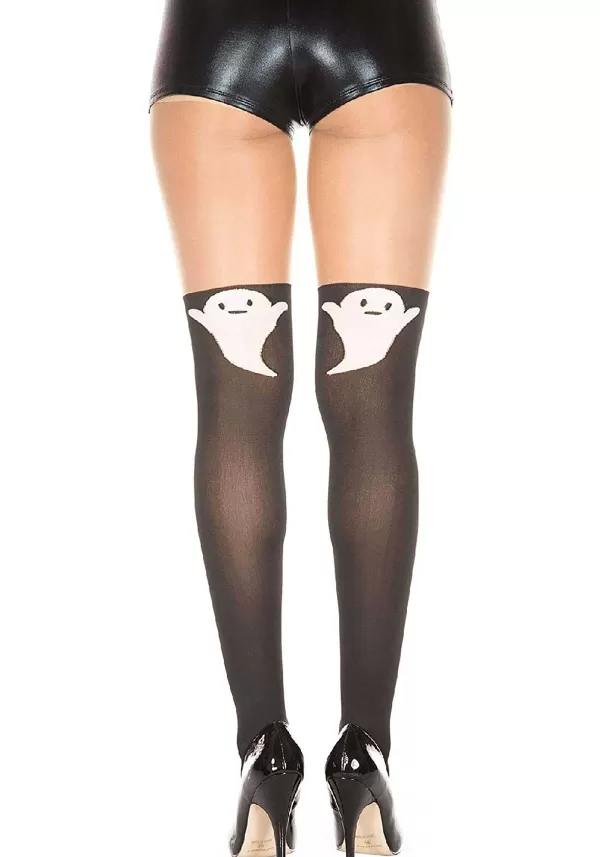 Online Ghost Print Tights For Women Halloween Clothes
