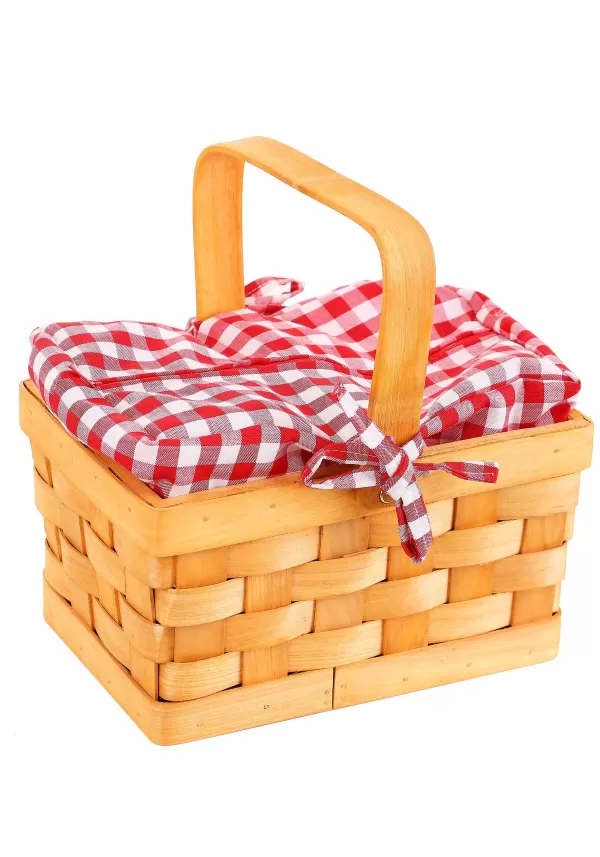 Fashion Gingham Wicker Basket Handbag Prop Purses