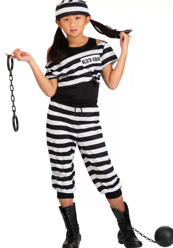 Flash Sale Girls Striped Prisoner Costume Girl Costumes