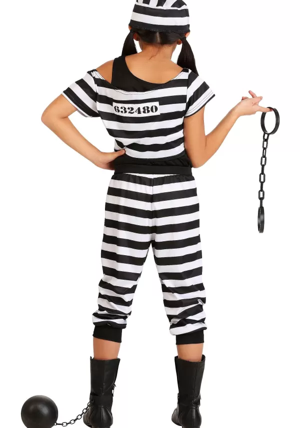 Flash Sale Girls Striped Prisoner Costume Girl Costumes