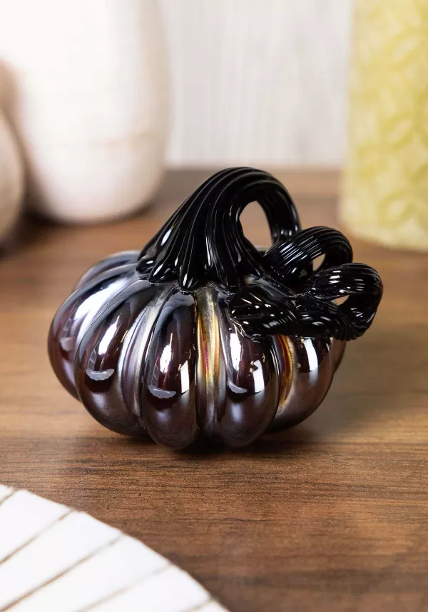 Best Sale Glass Oil Slick 3 Inch Pumpkin Decoration Indoor Decorations