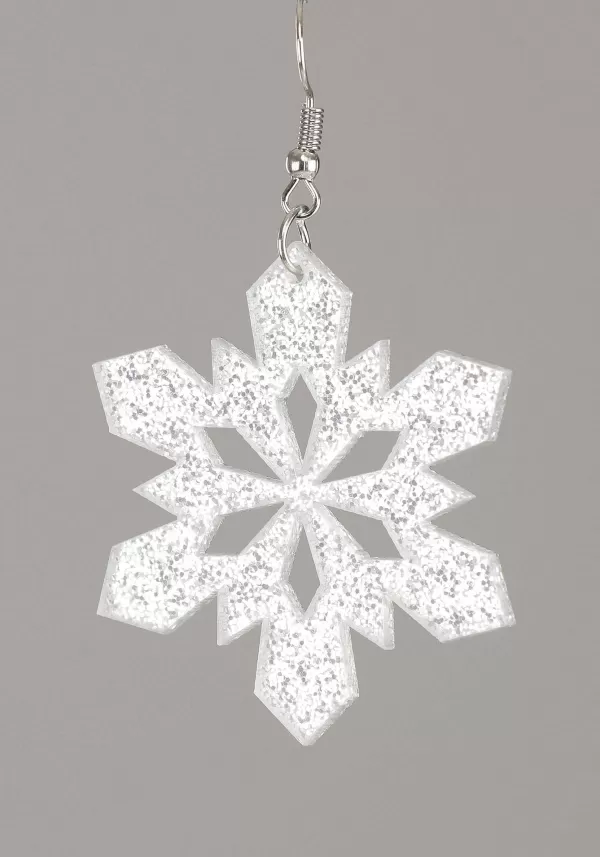 Flash Sale Glitter Snowflake Earring Lucite Costume Jewelry