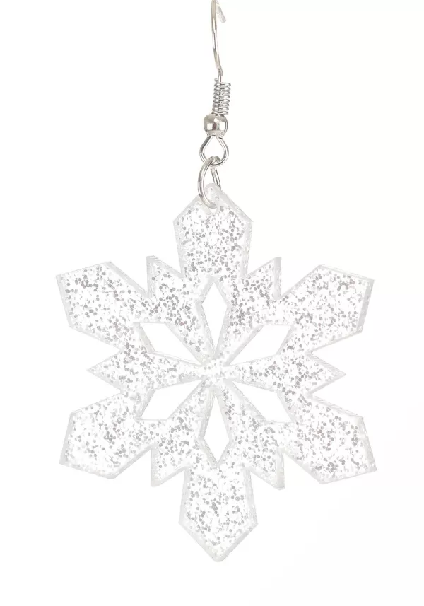 Flash Sale Glitter Snowflake Earring Lucite Costume Jewelry