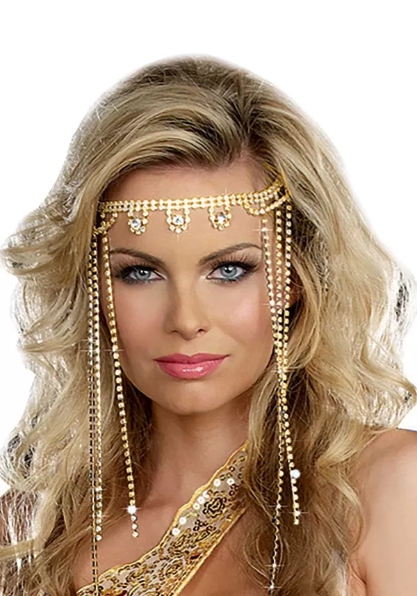 Flash Sale Gold Shimmering Rhinestone Headpiece For Women Costume Jewelry