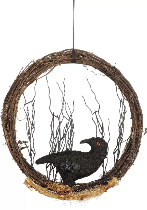 Discount Gothic Black Crow Halloween Wreath Decoration Door Decorations