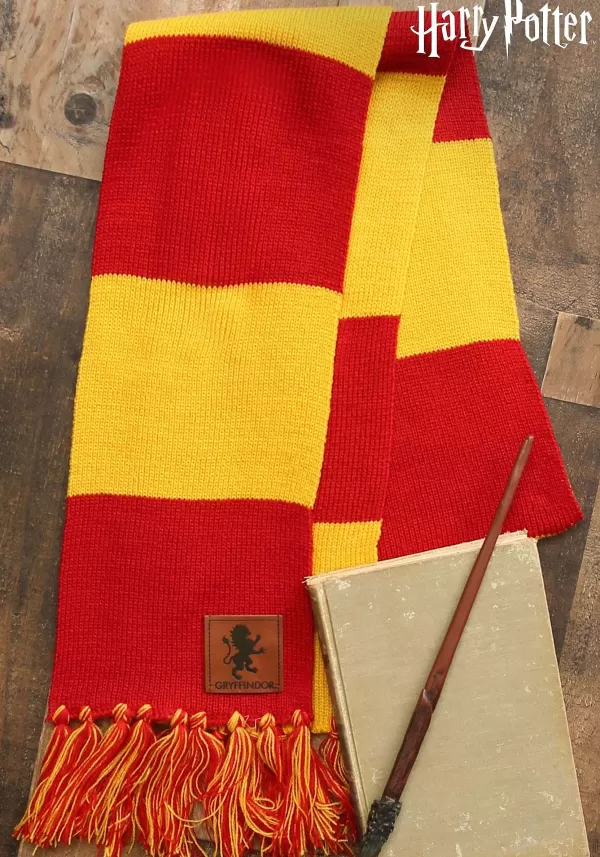 Shop Gryffindor Patch Striped Harry Potter Scarf Scarves