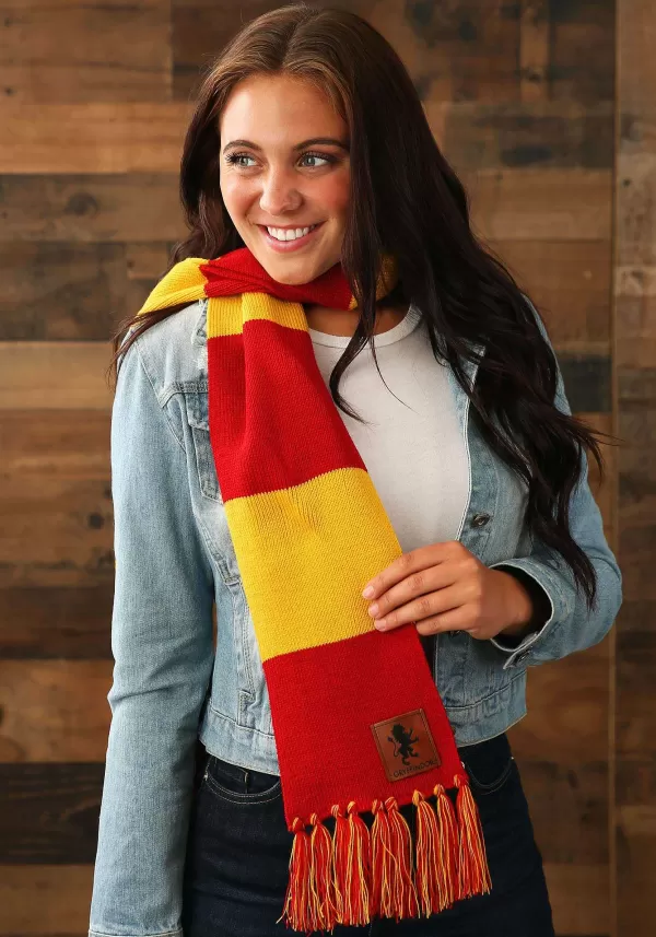 Shop Gryffindor Patch Striped Harry Potter Scarf Scarves